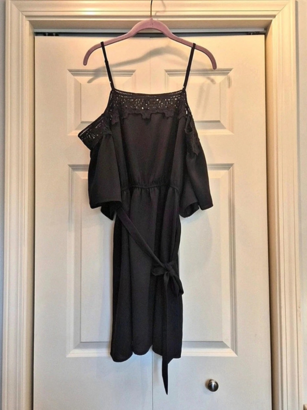 SHEIN Black Crochet Neck Midi Dress Size XL 12 Like New